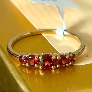 Natural Garnet 14K gold over Sterling Silver925 size 8